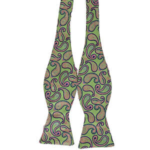 PETER BLAIR Pink Green Silk Paisley Adjustable Bow Tie USA Spring Wedding